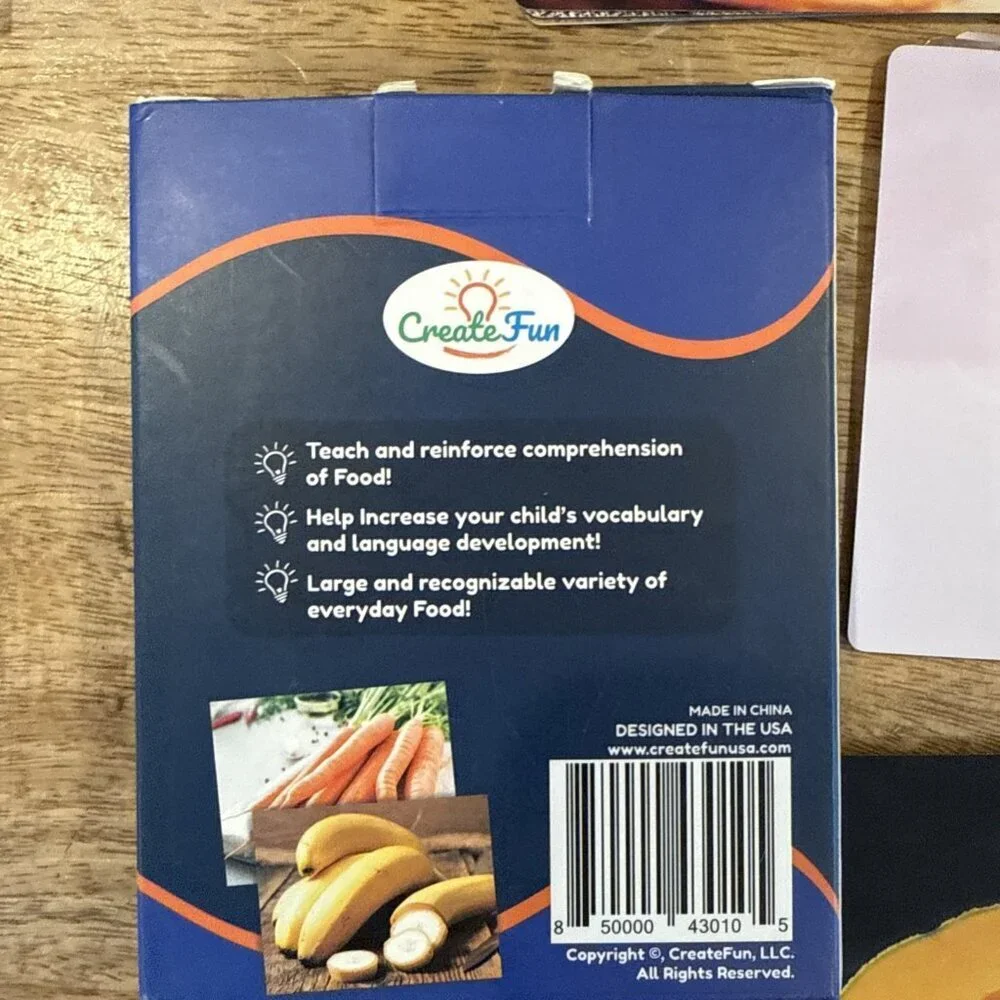 50 Food Double Sided Flash Cards - Fruits, Vegetables Create Fun